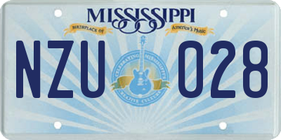 MS license plate NZU028