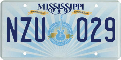 MS license plate NZU029