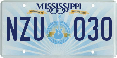 MS license plate NZU030
