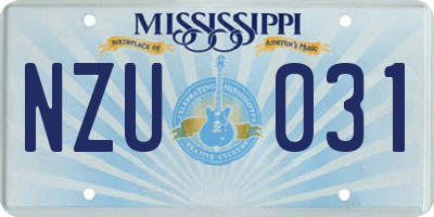 MS license plate NZU031