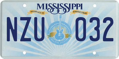 MS license plate NZU032