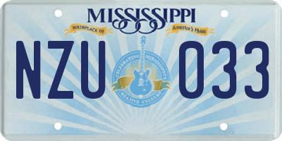 MS license plate NZU033
