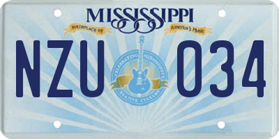 MS license plate NZU034