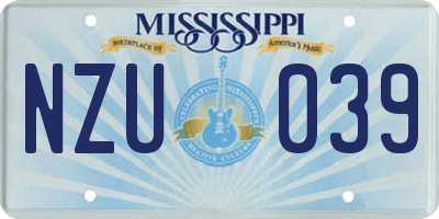 MS license plate NZU039