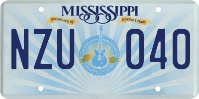 MS license plate NZU040
