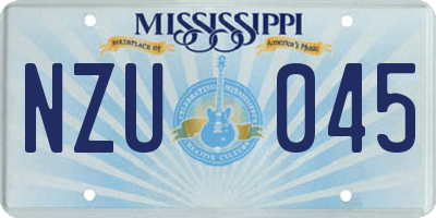 MS license plate NZU045