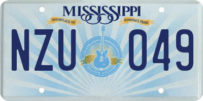 MS license plate NZU049