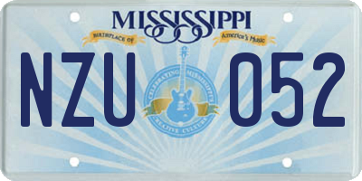 MS license plate NZU052