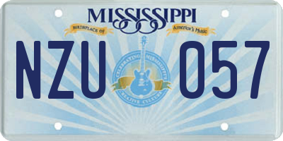 MS license plate NZU057