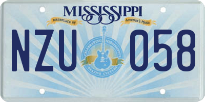MS license plate NZU058