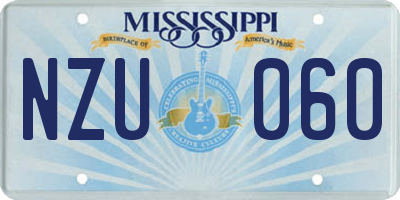 MS license plate NZU060