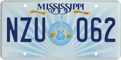 MS license plate NZU062