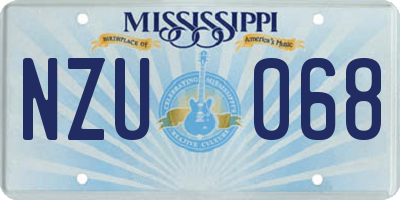 MS license plate NZU068