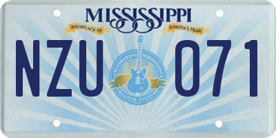 MS license plate NZU071