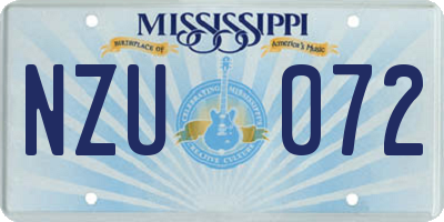 MS license plate NZU072