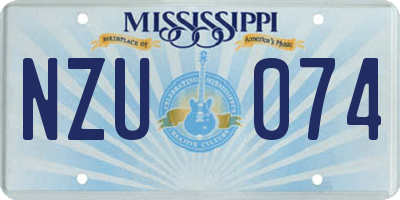 MS license plate NZU074