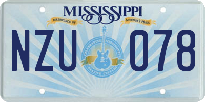 MS license plate NZU078