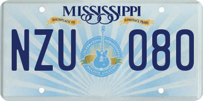 MS license plate NZU080