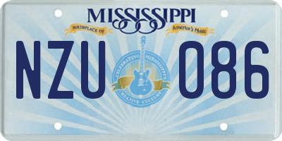 MS license plate NZU086