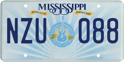 MS license plate NZU088
