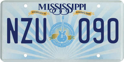 MS license plate NZU090