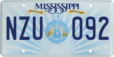 MS license plate NZU092