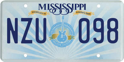 MS license plate NZU098