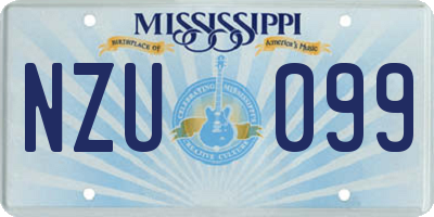 MS license plate NZU099