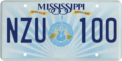 MS license plate NZU100
