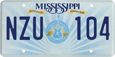 MS license plate NZU104
