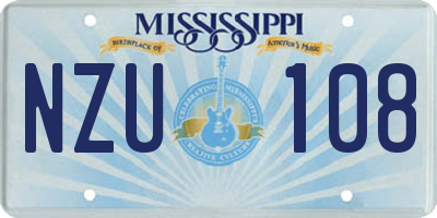 MS license plate NZU108