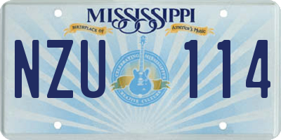 MS license plate NZU114