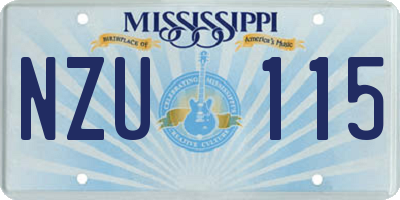 MS license plate NZU115