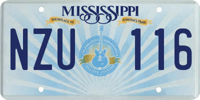 MS license plate NZU116