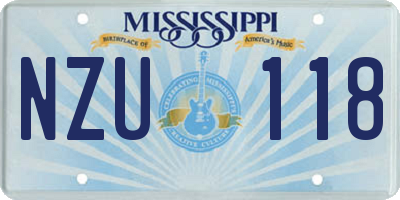 MS license plate NZU118