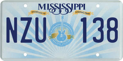 MS license plate NZU138