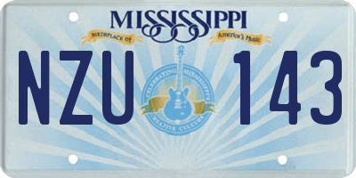 MS license plate NZU143
