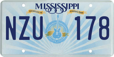 MS license plate NZU178