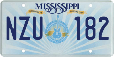 MS license plate NZU182