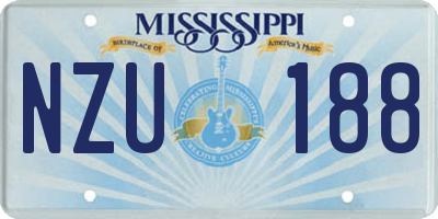 MS license plate NZU188