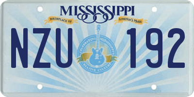 MS license plate NZU192