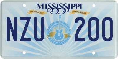 MS license plate NZU200