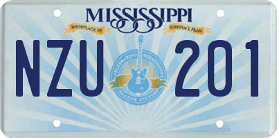 MS license plate NZU201
