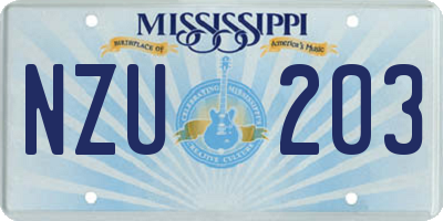 MS license plate NZU203