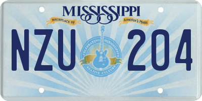 MS license plate NZU204