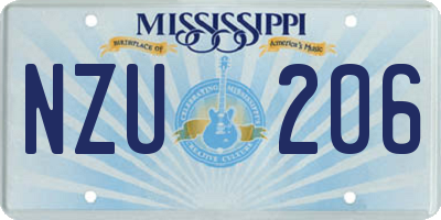 MS license plate NZU206