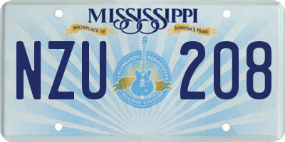 MS license plate NZU208