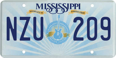 MS license plate NZU209