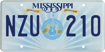 MS license plate NZU210