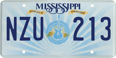 MS license plate NZU213